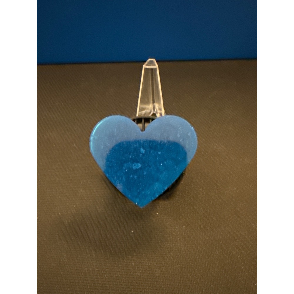 Handmade Blue Glitter Resin Heart Phone Grip Stand Collapsible Adhesive Base